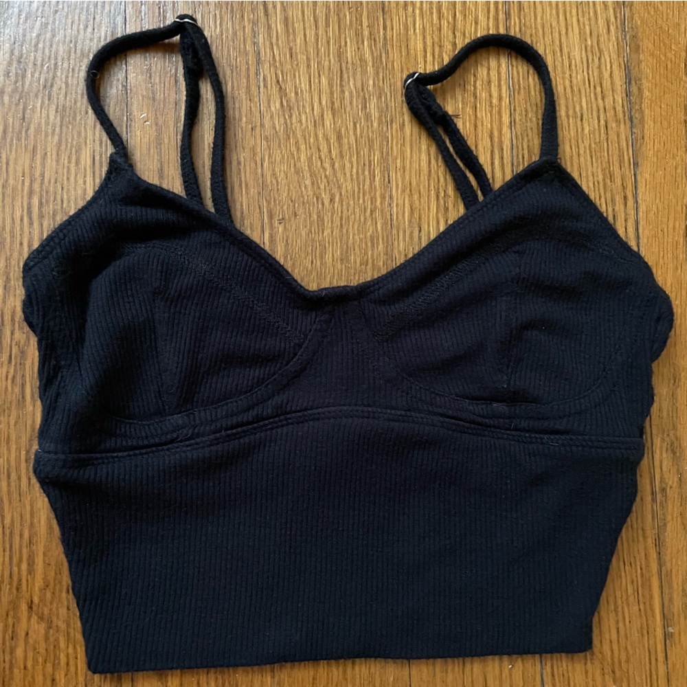 Gilly Hicks Black Ribbed Bustier Bralette Top